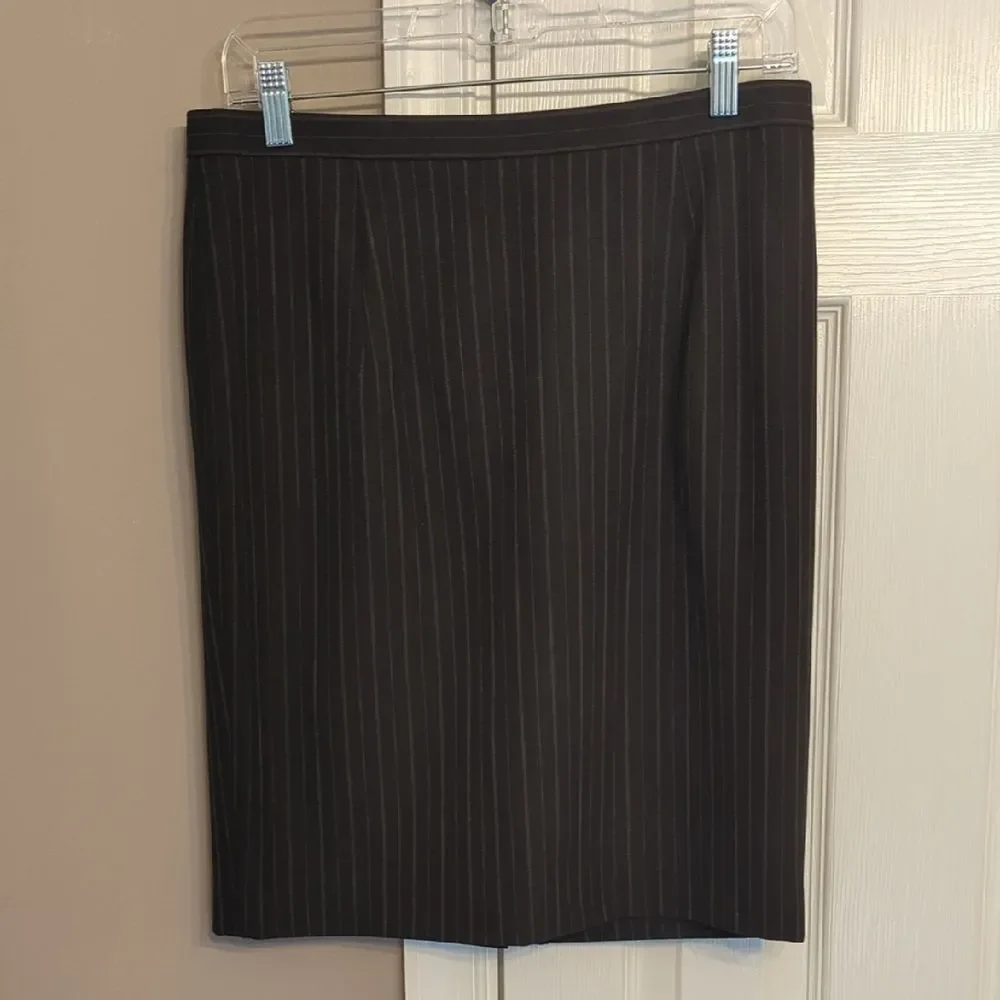 Michael Kors Black Pinstripe Pencil Skirt Work Wear Professional Academia